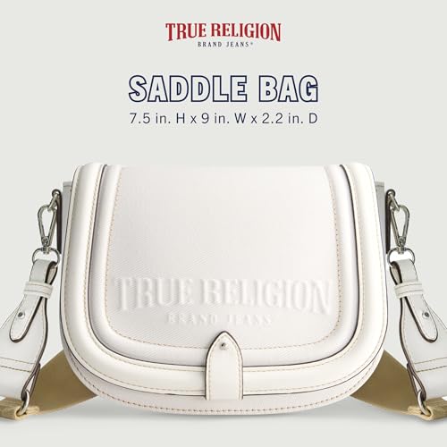 Image of True Religion Women's True Religion Saddle Bag, Women's Denim and Faux Leather Crossbody Purse With Adjustable Shoulder Strap