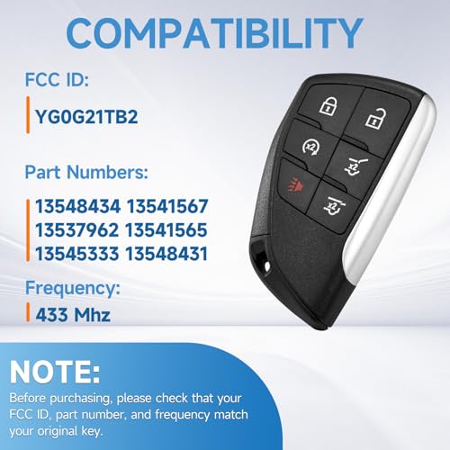 Mando a distancia de repuesto para GMC Yukon y Suburban, control de proximidad ID49 433 MHz 3