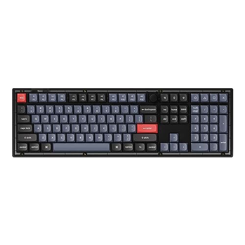 Image of Keychron V6 100% Layout Custom Wired Mechanical Keyboard with Knob, 108 Keys RGB Backlight QMK /VIA Programmable Macro, Hot Swappable K Pro Brown Switch PBT Keycaps for Mac Windows (Frosted Black)