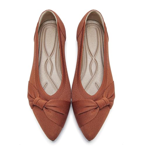 Image of HIULYCENCE Pointed Toe Flats for Women Ballet Flats | Comfortable Dressy Knit Lightweight Casual for Work Office Womens Flats