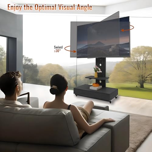 Soporte móvil de piso para TV de 32-75 pulgadas negro miniatura 4