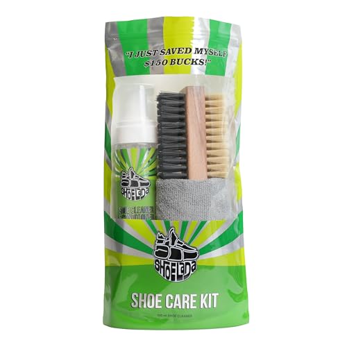 Shoelada- Shoe Cleaner For Sneakers 8.5oz White Shoe Cleaner Shoe Cleaning Kit with 2 Brush Shoe Cleaning Removes Dirt and Stain for White Shoes Suede Leather Canvas Knit Boots Fabric PU