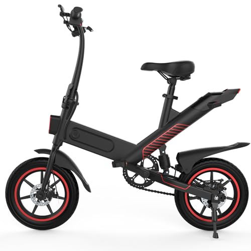 HBFTXRIDE Bicicletta Elettrica Pieghevole, 14' Bici Elettrica Adulto Max Velocità 25km/h, 36V 10.4AH Batteria al Litio,...