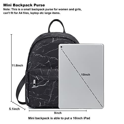 Image of Marble Mini Backpack Women Girls, Small Backpack Purse for Adults Teens Kids School Travel (Black)