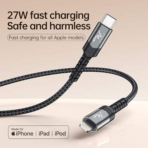 Image of Wayona USB C to Lightning Cable Fast Charging MFI Certified 1.5M for 27W iPhone 14Pro Charger Cable Compatible with iPhone 14 /13 Pro /13 ProMax /12 Pro /11 Pro Max /X /XS,Carplay, iPad 9th 2021, Airpods