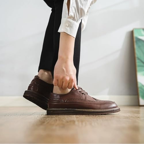 Men's Oxford Shoes Genuine Calf Leather Wingtip Oxfords Lace Up Business Formal Work Shoes Brogue Dress Shoe3