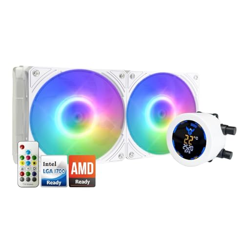 Image of Osprey 240mm AIO CPU Cooler, Copper Radiator with 2400RPM Digital Display Pump, ARGB Fans, Leakproof Technology, PWM Control, CSM Utility App, Supports Intel LGA 1700 /1200 /115X & AMD AM5 /AM4, White