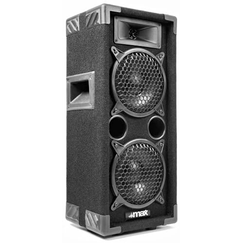 Max26 Enceinte Sono Passive, Puissance de 600 Watts, Woofer 2 x 6 Pouces, Son Clair, Facile à Transporter avec Les Poignées Intégrées, Idéales pour Les DJ...