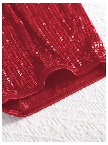 Image of OYOANGLE Girl's 2 Piece Outfit Sequin Sparkle Halter Neck Tank Top and Shorts Set