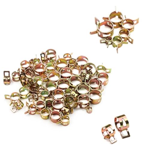 60Pcs Spring Clip Hose Clamp Fastener Fuel Line Hose Water Pipe Air Tube Car Plumbing Tools Metal Fastener Assortment Kit 6-15mm Spring Hose Clamps