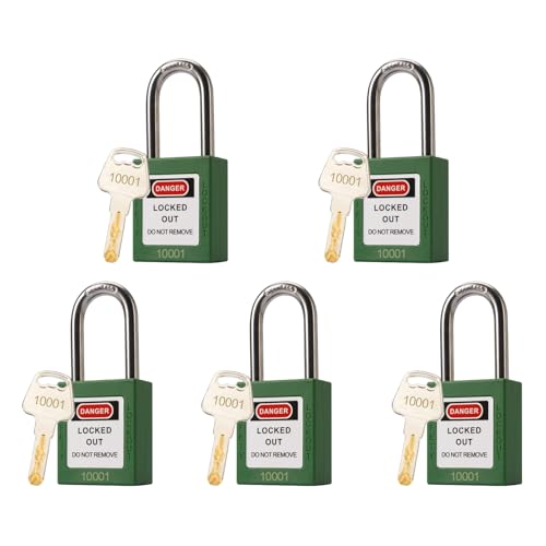 TAEGIQI 5 Green Lockout Tagout Locks,Keyed Alike,OSHA Compliant Safety Padlocks for Loto Kits and Stations
