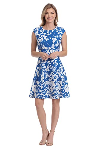 Image of London Times Womens Dresses Cap Sleeve Fit and Flare - Elegant Summer Cocktail Graduation Garden Party Wedding Guest Dress