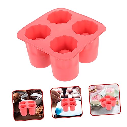Molde para cubitos de hielo de silicona en forma de copa rojo miniatura 6