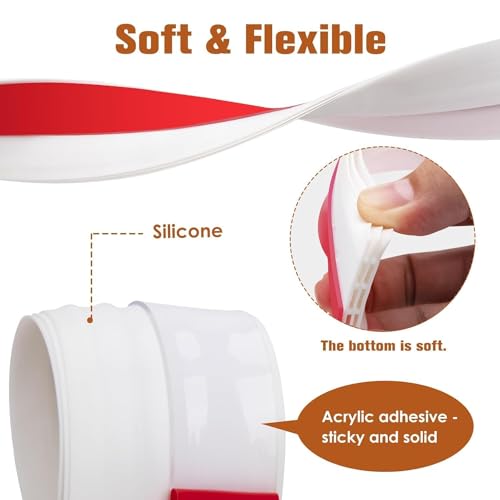 Image of Door Bottom Seal Strip Adhesive Silicone Gap Cover Strip Flexible Bottom Sealing Strip with Hollow Channel Design Roll for Door Edge Installation (White, 3 Meter)