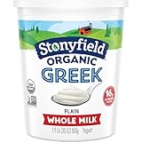 Stonyfield Organic Greek Whole Milk Yogurt, Plain, High in Protein (16g), Multiserving Snack & Cooking Substitute, 30 Oz