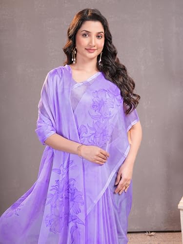 Image of Garden Vareli Floral Print Chiffon Saree