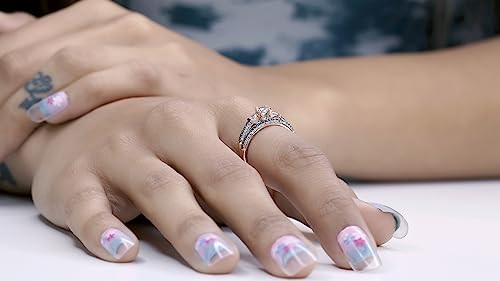 Dazzlingrock Collection Round White Sapphire, Black & White Diamond 3 Stone Wedding Ring Set for Women in Solid Gold2