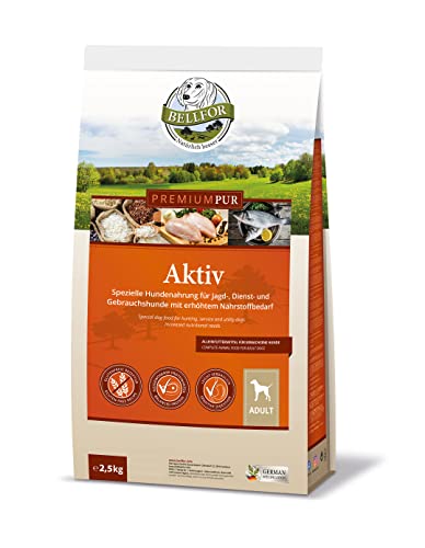 Bellfor Premium PUR Aktiv Glutenfrei Hundefutter speziell entwickelt, um Sport- und Arbeitshunde bedarfsgerecht zu versorgen und ihre Leistungsfähigkeit 2,5 kg