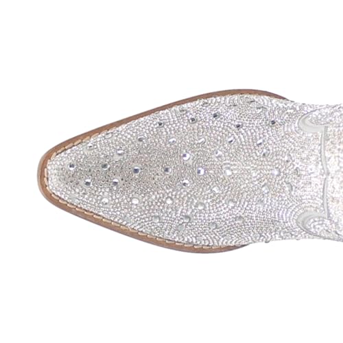 Dingo Womens Silver Dollar Rhinestone Round Toe Pull On Casual Boots Mid Calf Mid Heel 2-3" - Black4