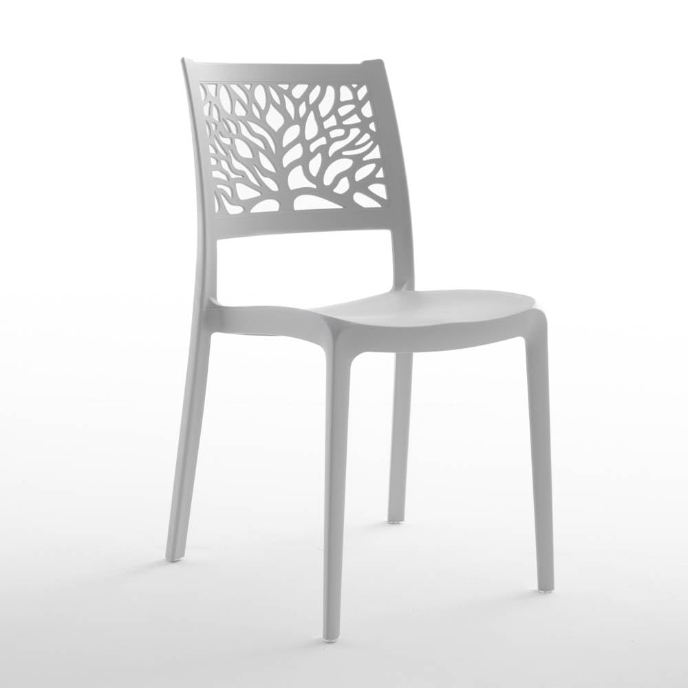 SIEDITI FUORI E DENTRO 6 x Grey Polypropylene Indoor Outdoor Chairs | Flora tree of life chair for kitchen, garden, bar and restaurant. Easy to clean, no assembly, stackable.