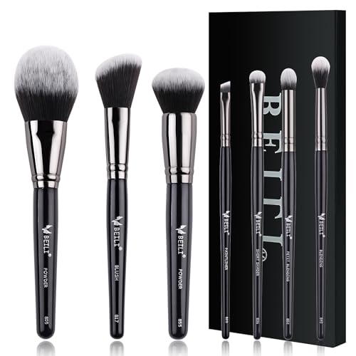 BEILI 7 PCS Pinceaux Maquillages Professionnel, Pinceaux Maquillages Yeux pour Fond de Teint, Anti-cernes, Fard à Paupières, Eyeliner, Poudre, Surligneur, Mélange