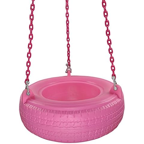 Swing Set Stuff Inc. Set Stuff Plastic Tire Swing with Coated Chain Sss Logo Sticker Playground, Pink Cover