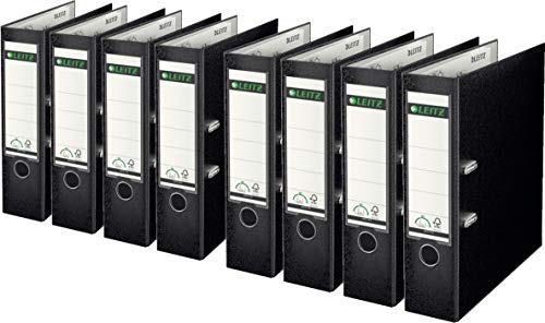Sparpack Leitz 1010 Qualitäts-Ordner Plastik breit, mit patentierter 180º-Präzisionsmechanik (8er Sparpack | 8cm Breit, schwarz)