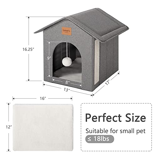 Love's Cabin Cat House For Indoor/Outdoor Cats, Weatherproof Cat House With Fluffy Ball Hanging And Scratch Pad, Foldable Cat Shelter With Removable Soft Cushion #TOP2
