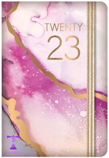 2023 Pocket Week to View Marble with Foil & Rose Gold Pocket Diary and Glossy Design (Marble)