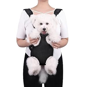 Pet Dog Carrier Backpack, Adjustable Pet Front Carrier, Legs Out Hands-Free Travel Backpack for Traveling Hiking Camping for Small Dogs Cats Rabbits(Black, Small)