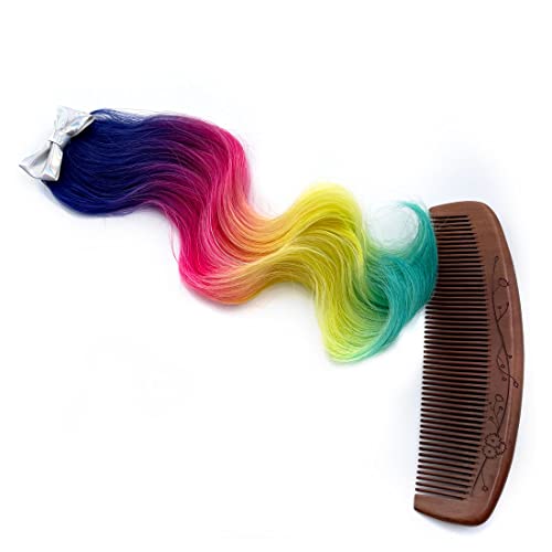 Amerla AL Curly Colored Hair Extensions For Kids Rainbow Ombre Ponytail Extension Fake Hair Barrettes Party Hair Accessories 2 Pack thumb #4