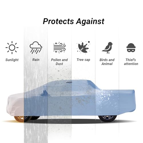 Image of Coverland Custom Truck Cover for 1994-2018 Dodge Ram 1500 Regular Cab, 6.5 ft. Regular Bed, Waterproof & Wind Protection, All Weather Covers for UV, Rain, Snow Protector, Stripe(Gray /Black)