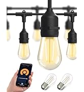 XMCOSY+ Smart Outdoor String Lights, 123Ft LED Patio Lights Waterproof IP65, App Control, Compati...