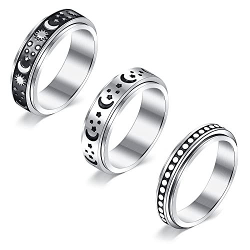 MODRSA Anxiety Ring for Women Fidget Spinner Ring Spinning Rings for Anxiety Anti Anxiety Rings Stress Ring Spinning rings for Anxiety Fidget Anxiety Rings Spinner for Men Figet Ring Silver 7