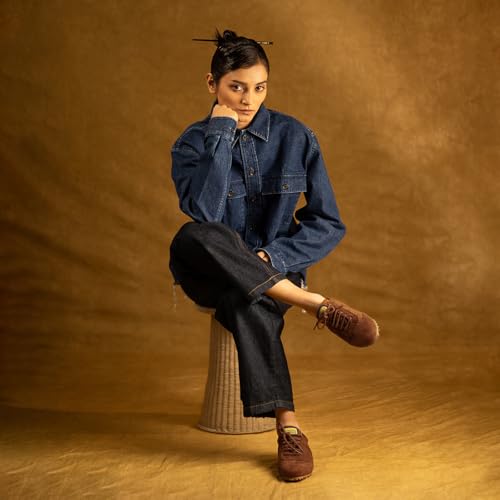 Image of Theater Women Combats Suede Sneakers | Soft Lace-Up Walking Shoes with Cushioned Grip Sole | Lightweight, Stylish & Comfortable Suede Footwear