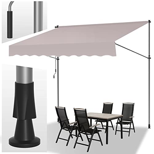 Joparri Store Banne Manuel pour Balcon, Auvent Manuel Rétractable sans Trous à percer, Résistant aux UV, Réglable en Hauteur, Hydrofuge, protège du Soleil 250x120x200-300cm, Beige
