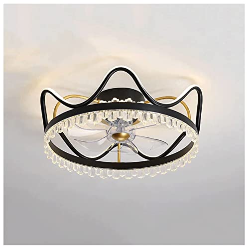 ZQDUFEA Ventilador de Techo con atenuación de 3 Colores, candelabro en Forma de Corona, Ventilador de Techo pequeño de Montaje Empotrado de 3 velocidades, Ventilador con Luz