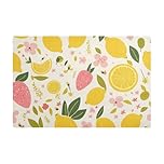 Summer Fruits Retro Yellow Coffee Mats for Countertop Leather Absorbent Quick Coffee Machine Pads for Counter