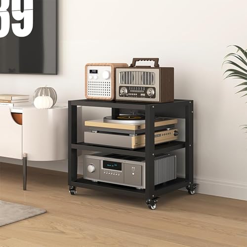 Meuble de composants audio vidéo mobile à 3 niveaux et support HiFi pour salon