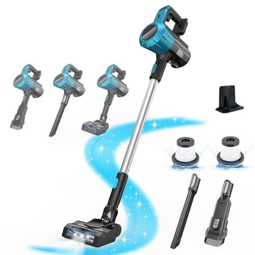 Aspirador inalámbrico, Compatible con Makita baterías de 18 V, 45000Pa, 550W, con filtro HEPA × 2, aspirador de mano ligero 6 en 1 para pelo de mascotas, alfombras y suelos duros (sin batería)