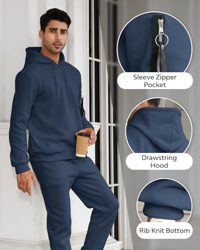 Men’s Sweatsuits Set 2 Piece Hoodie Outfit Jogging Tracksuits for Men Casual Athletic Long Sleeve Pullover Suit Set4