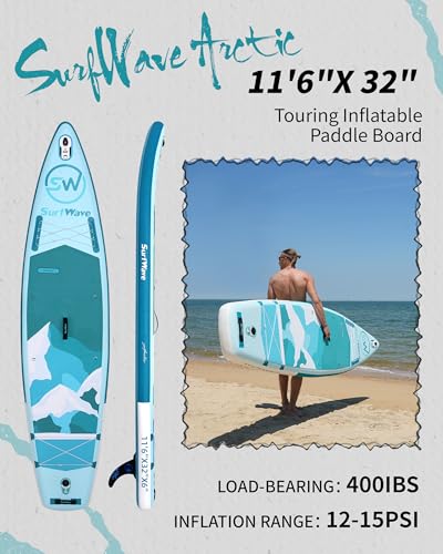 Inflatable Stand Up Paddle Board 11'x34 Travel SUP, Ideal for Beginners and Open Water