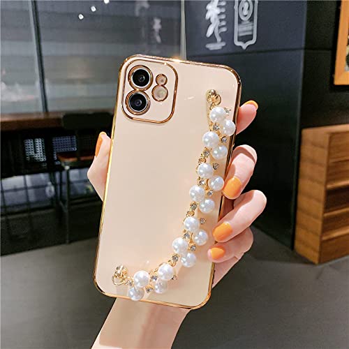 Funda para iPhone 12 Mini con pulsera anti caídas rosa brillante