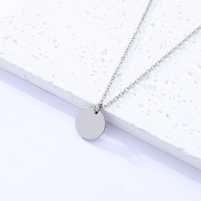 Gold Circle Drop Jewelry Set Lightweight Circle Disc Dangle Earring Stainless Steel Disc Charm Chain Necklace Tiny Dot 20mm Round Fashion Jewelry for Women - Image 4