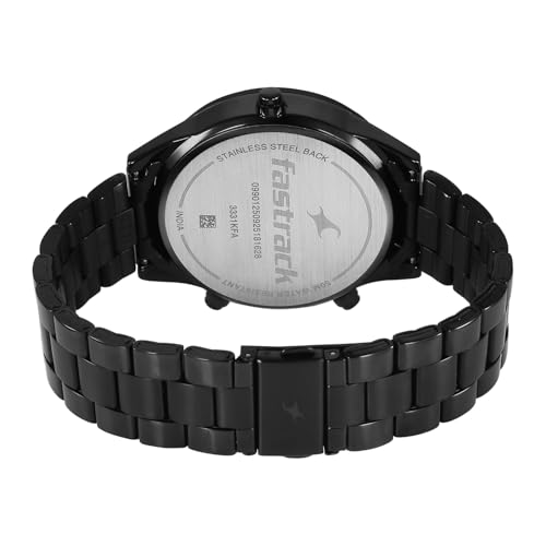 Image of Fastrack Overdrive Micromotor Quartz Analog with Black Dial Black Stainless Steel Metal Strap Watch for Men - 3331NM01