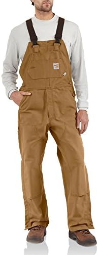 Carhartt Men's Flame Resistant Duck Bib Overall, Brown, 30W x 28L
