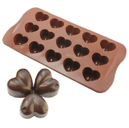 Image of SYGA 15 Holes Brown Silicone Heart Shape Mold