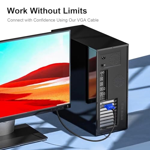 Image of NISHTECH Male to Male VGA Cable 1.5 Meter, Support Monitor /PC /LCD /LED, Plasma, Projector, TFT (Blue)