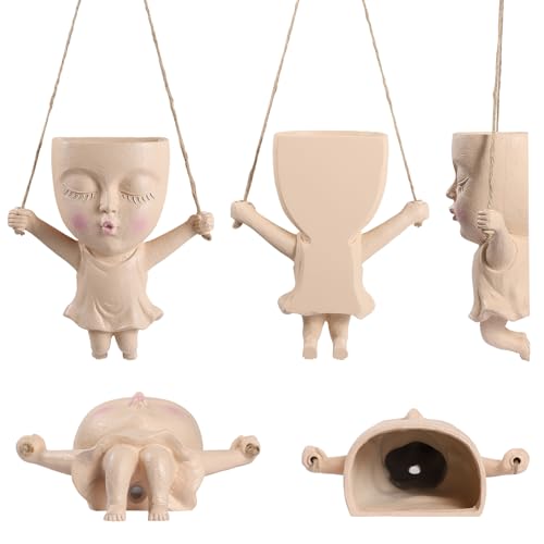 Yatian Hanging Planters For Indoor Outdoor Plants, Face Planter Pots Head Plant Pot With Drainage Hole, Resin Creative Wall Decor,Flower Hanging Basket For Garden Home  thumb #6