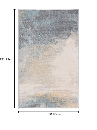 Safavieh Abstract Rug for Living Room Dining Room, Bedroom - Jasper Collection, Short Pile, in Grey and Gold, 75 x 120 cm - Image 2